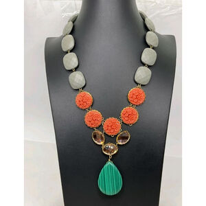 David Aubrey Faux Carved Coral Statement Necklace | NWOT | 18”